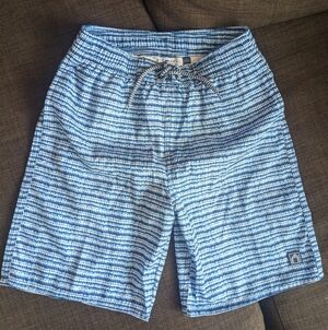 Cabana Life Swim Trunk Blue/White- Pockets- Interior Shorts Size 12 Boys